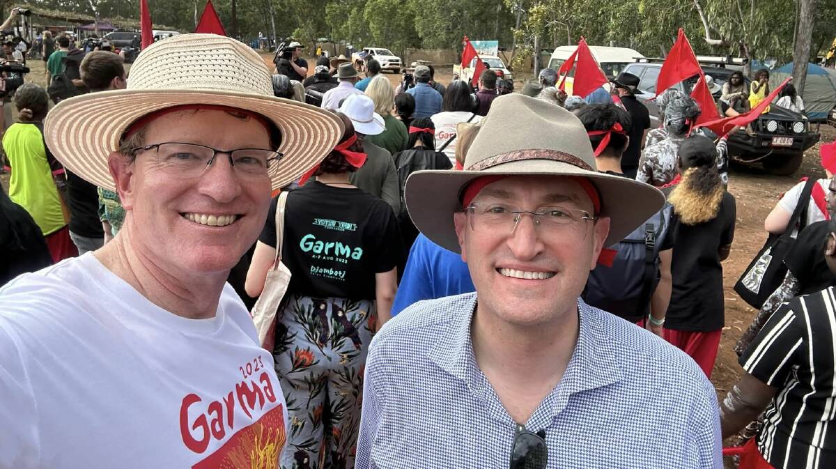 Member for Calare Andrew Gee and Member for Berowra Julian Leeser at the Garma Festival. Picture from Andrew Gee MP Facebook page.