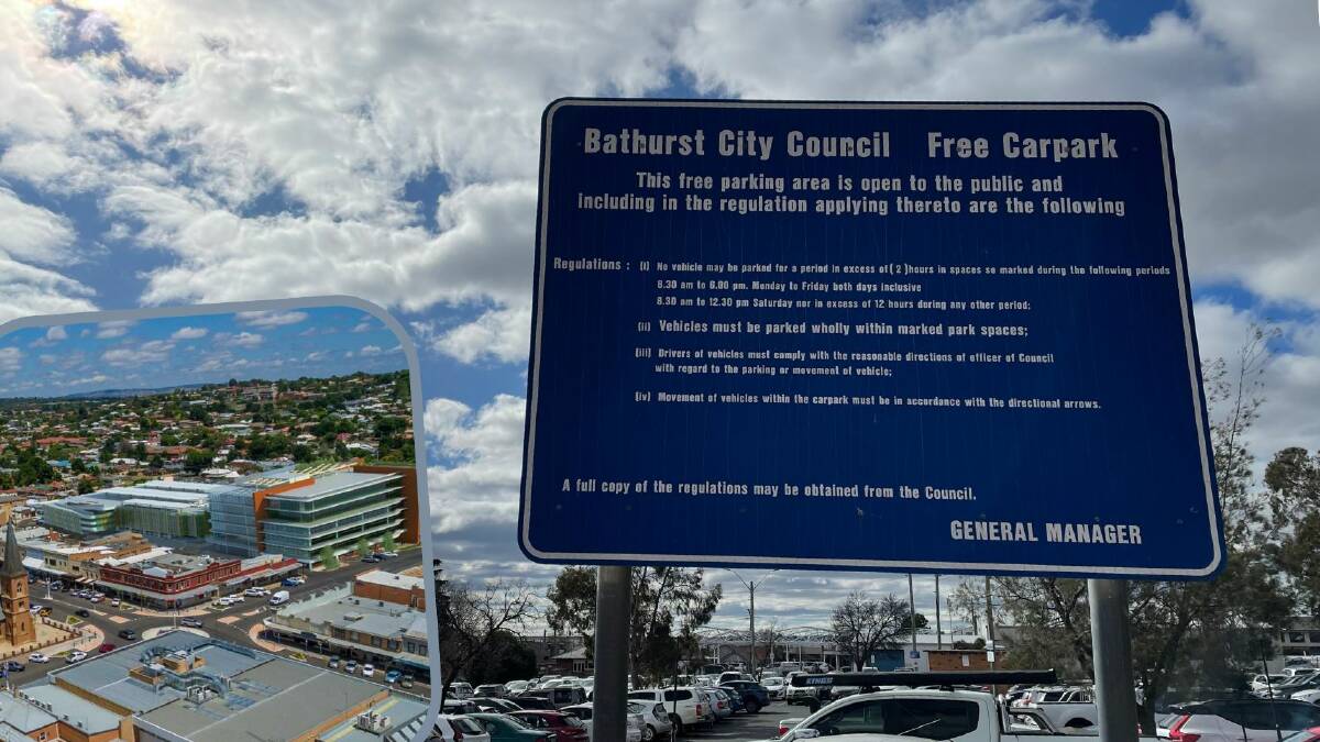 MAIN IMAGE: There will be drilling in the Bathurst Regional Council-owned car park for a number of weeks. INSET: An artist's impression of the proposed Bathurst Integrated Medical Centre and adjacent multi-storey car park.