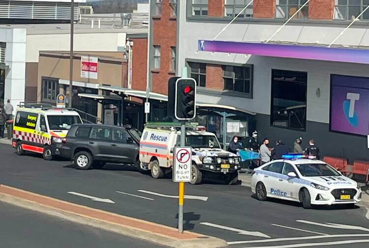 DRAMA: Emergency crews at the scene of a fight in the CBD on Thursday afternoon. Photo: SUPPLIED