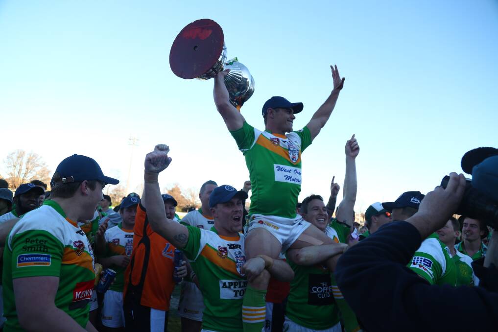 CAPTAIN'S PICK: Orange CYMS' triumphant Mick Sullivan after his side's grand final win over the Oberon Tigers. Photo: PHIL BLATCH