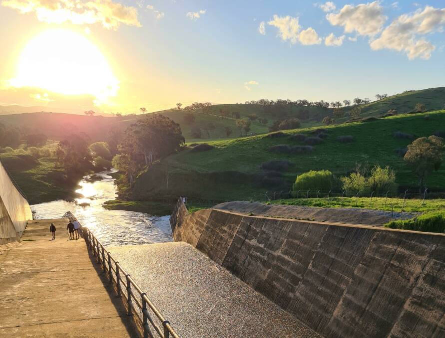 OVER THE TOP: Water runs down the spillway at Ben Chifley Dam. Photo: SARAH THOMAS