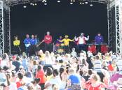 The Wiggles perform to a huge Bathurst crowd.