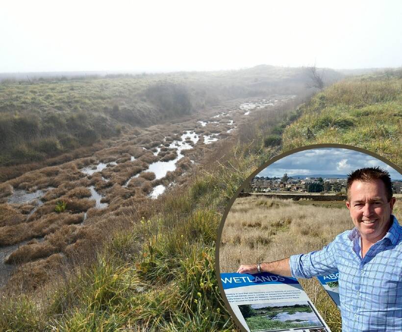INTO THE WILD: The Brick Pit Wetlands last year and, inset, Member for Bathurst Paul Toole. 