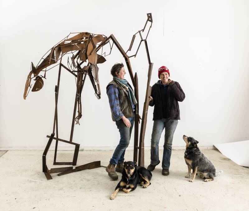 TALENT: Oberon's Harrie Fasher, pictured with assistant Nicole O'Regan, is one of the artists whose work features in an exhibition set to open at Bathurst. Photo: SILVERSALT