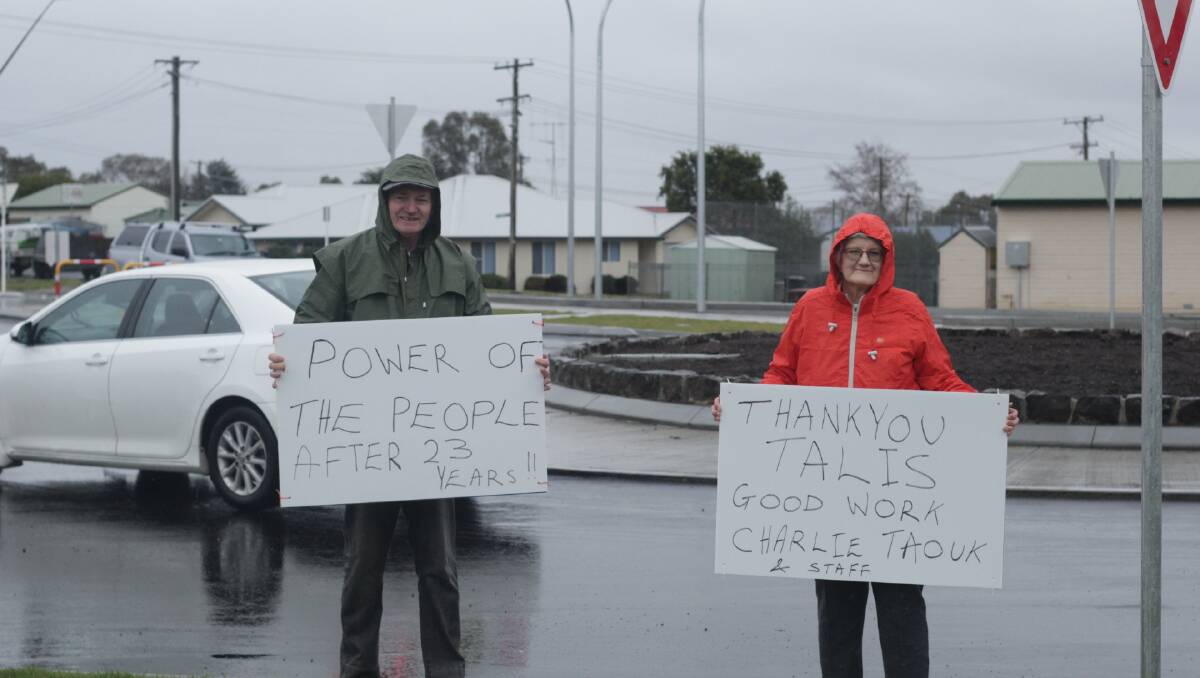 THANK YOU: Bathurst community campaigners Kent and Dianne McNab near the new roundabout at the intersection of Suttor, Mitre and Lambert streets. Photo: BRADLEY JURD