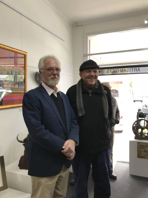 ON DISPLAY: Colin Fen and Greg Hyde at the exhibition opening last Saturday at T.arts Gallery.