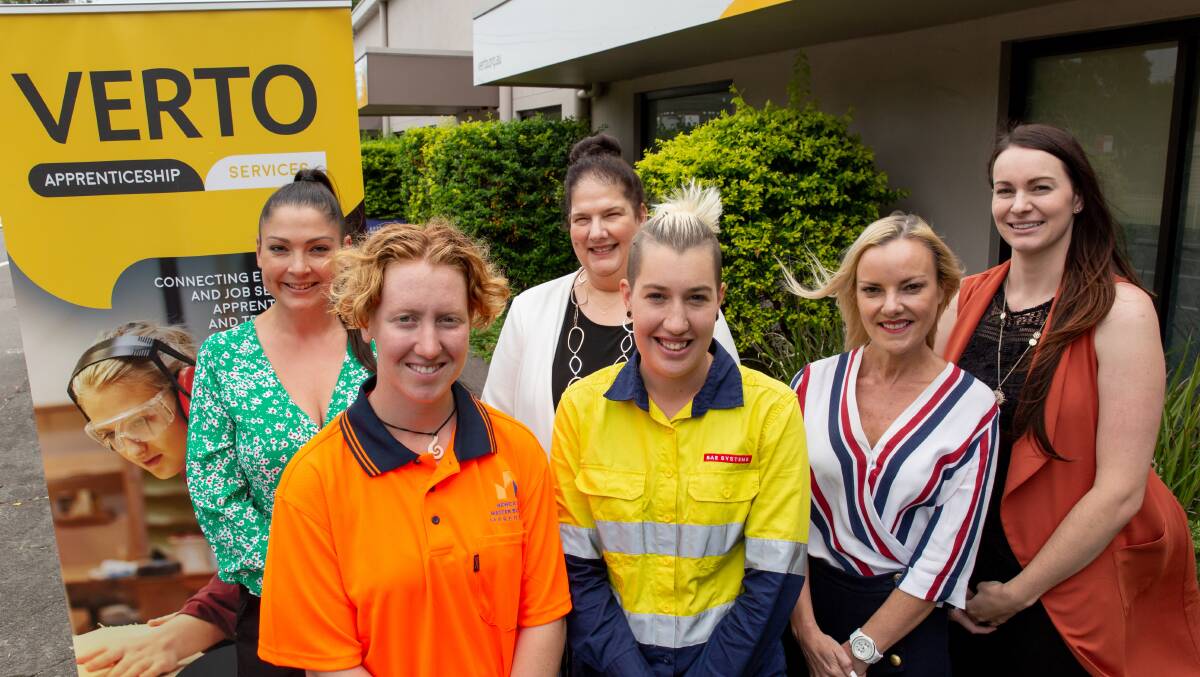 SKILLS FOR LIFE: VERTO employees (back) Allannah Stanton, Petra Hancock, Natalie Jenkins and Amy McIlvenie promote National Skills Week with tradeswomen (front) Daisy Ford and Katelyn Lyddiard.