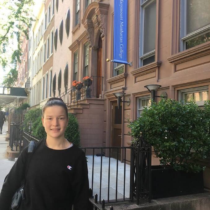 NEXT STEP: Bathurst's Elise Fowler in front of the building in New York where she is dancing. Photos: SUPPLIED
