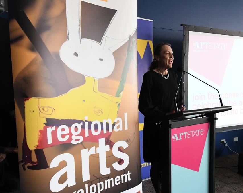 LAUNCH: Regional Arts NSW chief executive officer Elizabeth Rogers at the Artstate 2018 launch at Bathurst Memorial Entertainment Centre in May. Photo: CHRIS SEABROOK