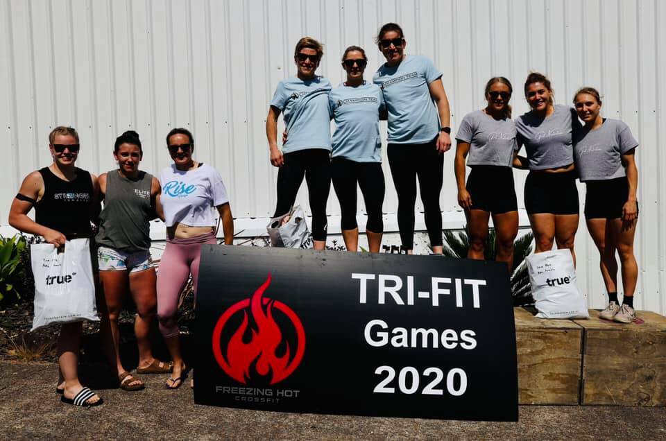WINNERS: Ash Corby, Kerry Maloney and Bea Head dominated their category at Tri-Fit Games.