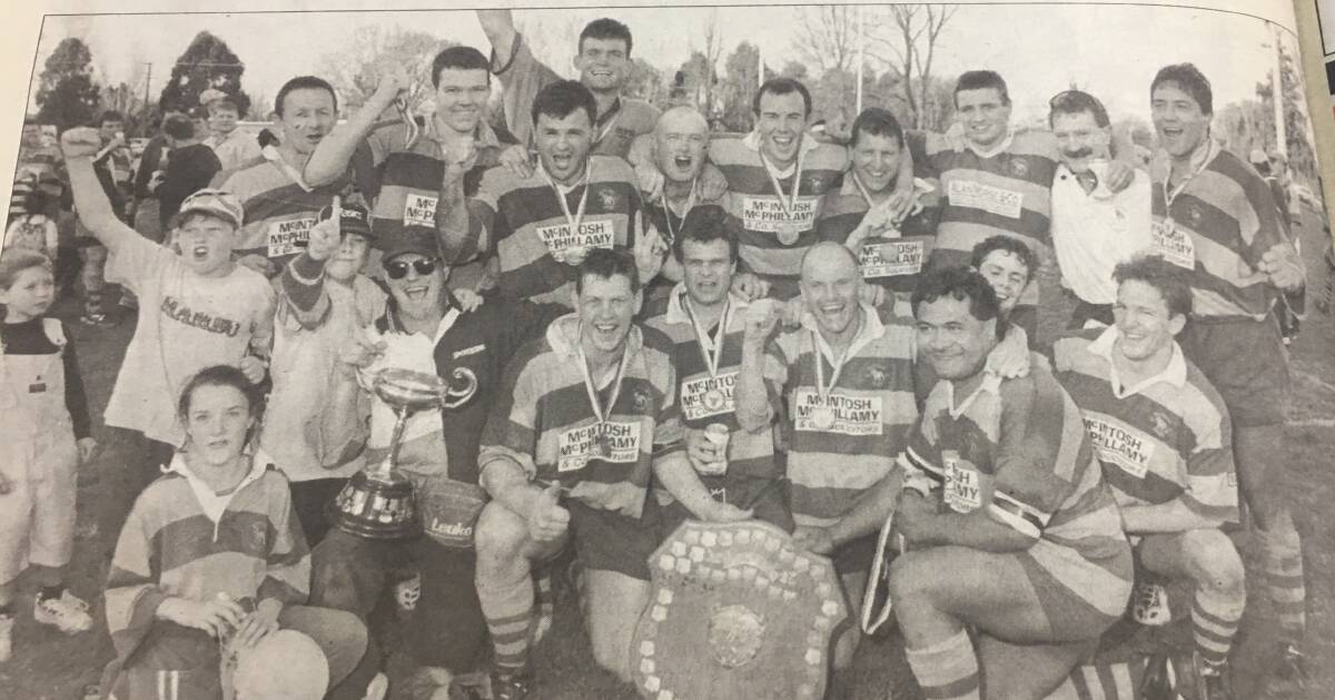 THREE-PEAT: The 1998 Bathurst Bulldogs celebrate after clinching the club's third consecutive first grade title.They defeated Dubbo Kangaroos in all three of those grand finals.