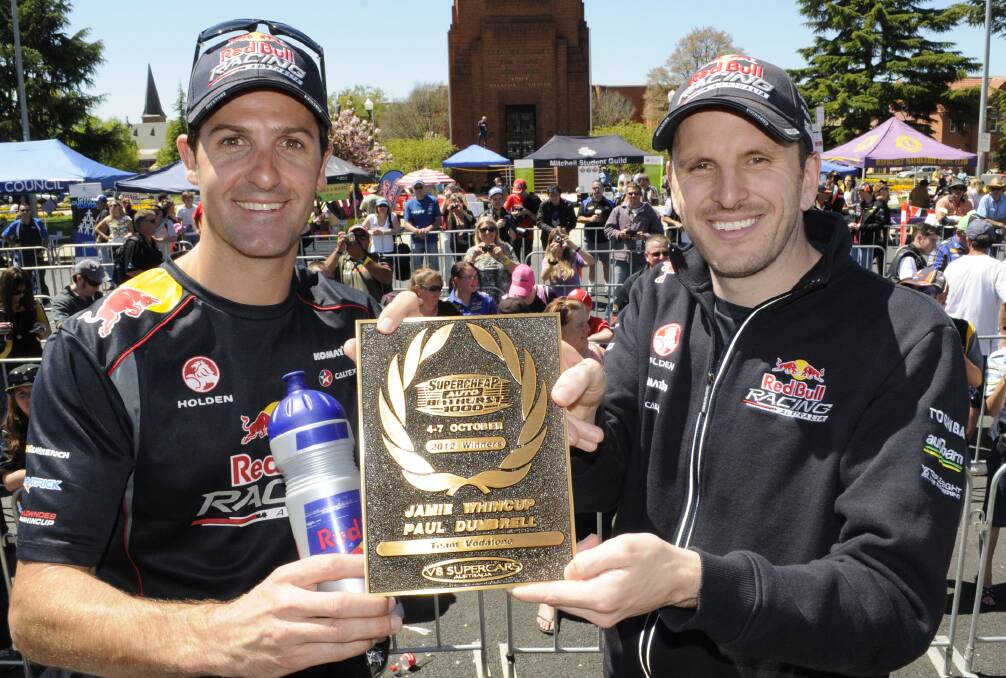 STICKING TOGETHER: Jamie Whincup and Paul Dumbrell will line up for yet another Bathurst 1000 campaign together. Photo: CHRIS SEABROOK
