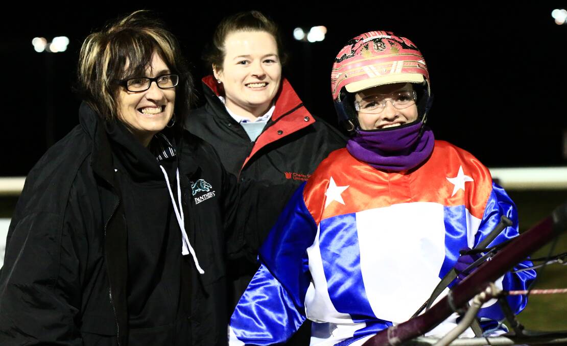 ANOTHER SUCCESS: She was all smiles after driving the first winner of her career in July and on Friday at Young Phoebe Betts was smiling again after steering $12 chance Esther Burns to victory. Photo: COFFEE PHOTOGRAPHY AND FRAMING