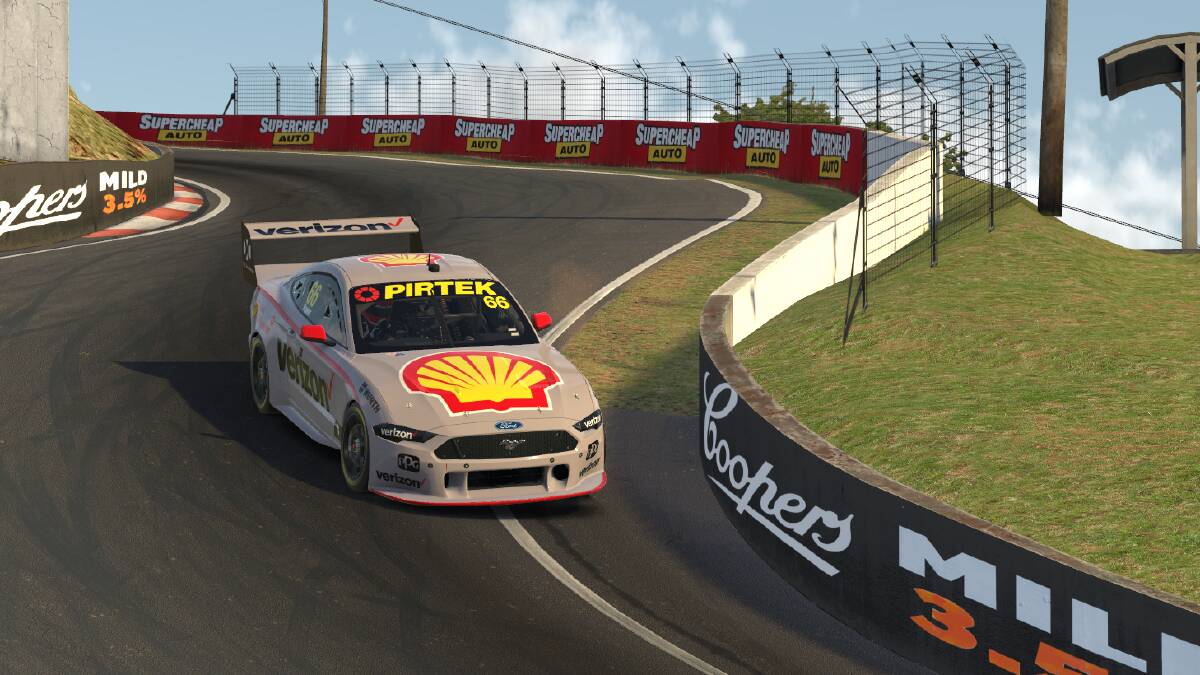 ESERIES ACTION: IndyCar star Will Power was one of the drivers who tackled the Mount Panorama round of the Supercars Allstars Eseries.