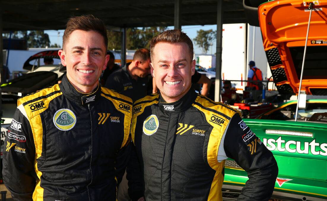 TEAM-MATES: Grant Denyer (right) will join with Supercars driver Tony D’Alberto (left) at the wheel of the Class A1 #10 Simply Sports Cars at Queensland Raceway this weekend. Photo: Speed Shots Photography.
