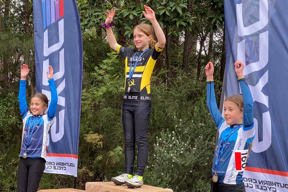 SEEING DOUBLE: Twins Hallie and Sienna Allen both finished on the under 11s podium. Photo: BATHURST CYCLING CLUB