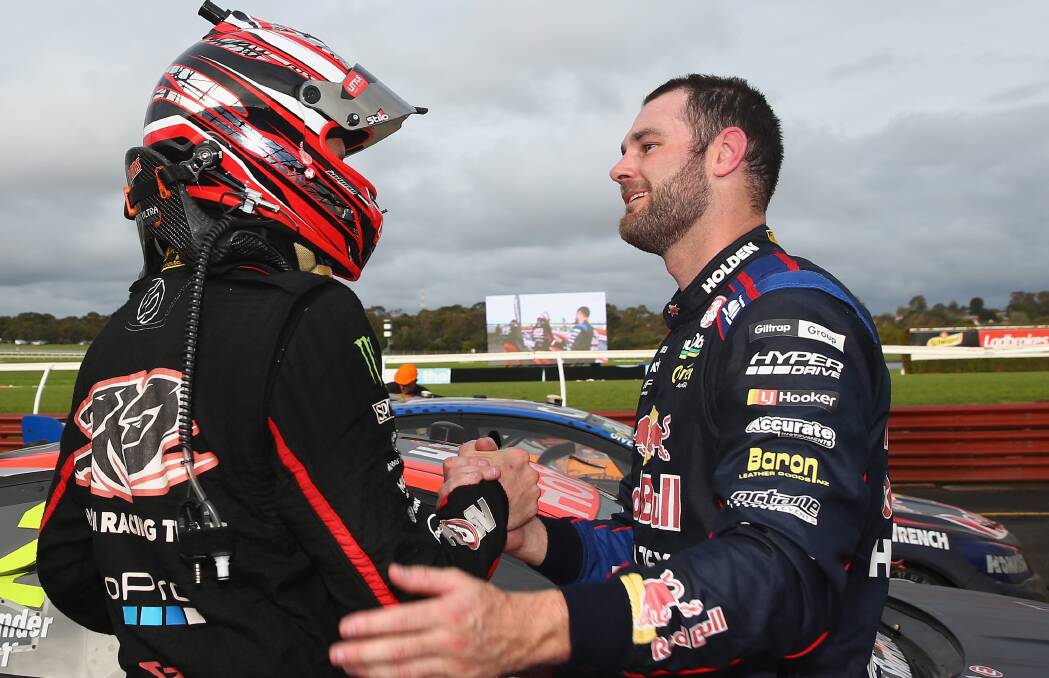 RIVALS: Supercars regulars Garth Tander (left) and Shane van Gisbergen will both contest next month's Bathurst 12 Hour at Mount Panorama. Photo: GETTY IMAGES