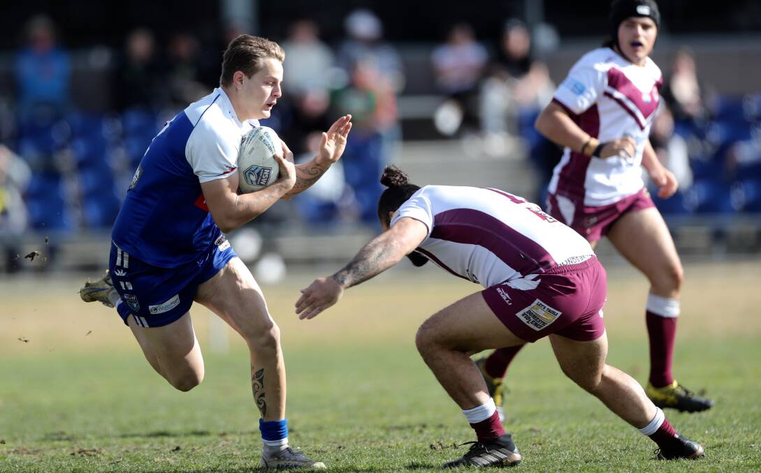ON THE CHARGE: Cooper Akroyd runs hard for the Saints in last Saturday's win over Wellington. This Saturday the mission is to beat Lithgow Workies. Photo: PHIL BLATCH
