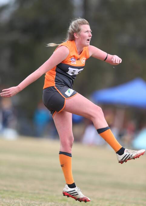 DETERMINATION: Danita Lane and her fellow Bathurst Giants have qualified for the Central West AFL women's grand final. Photo: PHIL BLATCH