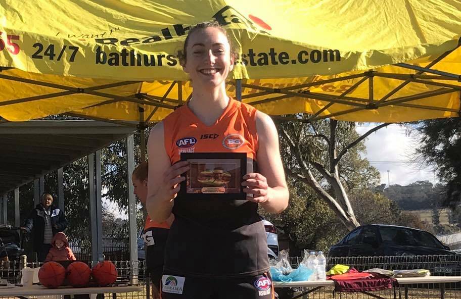 THE WEAPON: Aimee Schmidt was named best on ground as the Bathurst Giants beat the Dubbo Demons.