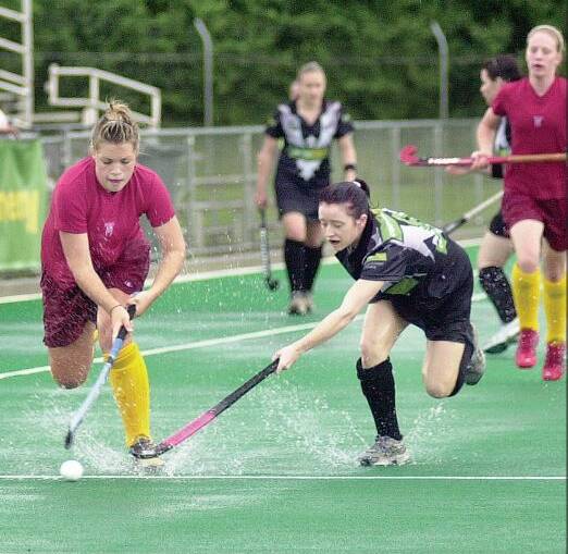 FLASHBACK: Bathurst's Jess Hotham (right) was a member of the women's Premier League Hockey All Stars side which played the ACT Academy of Sport in 2007.