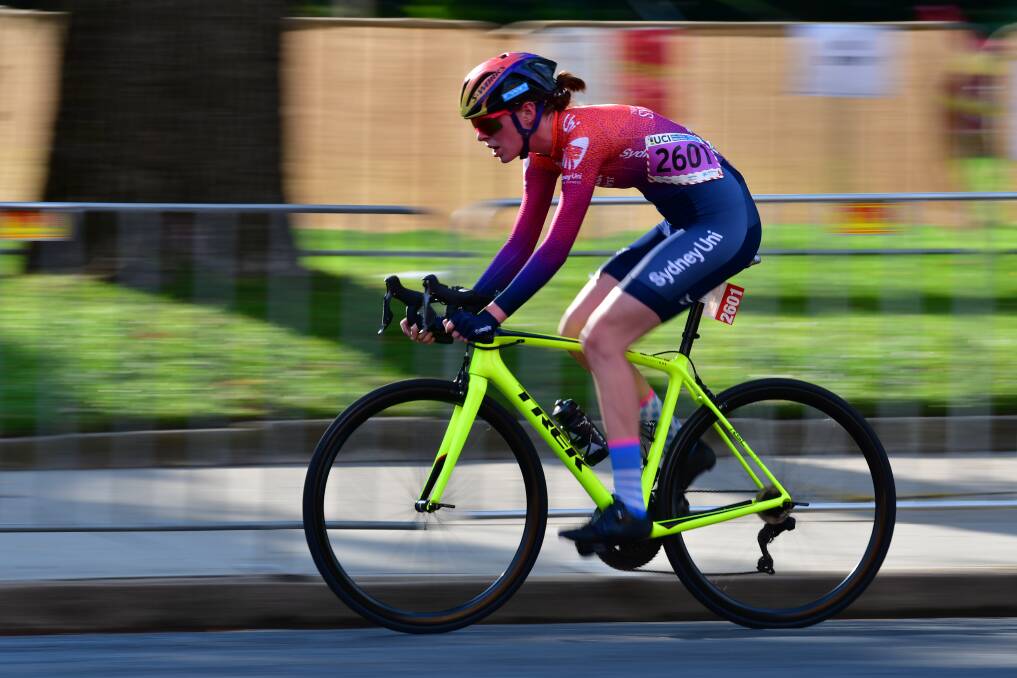 YOUNG GUN: Emily Watts finished her first Women's Tour Down Under campaign with a strong ride in the Adelaide city centre. Photo: ALEX GRANT