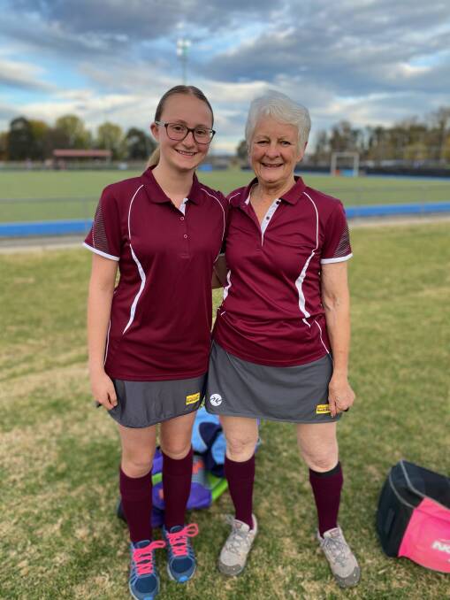 SPECIAL CONNECTION: Ruth Clements and her granddaughter Abigail line up for Larks Hockey Club each Saturday. Photo: CONTRIBUTED
