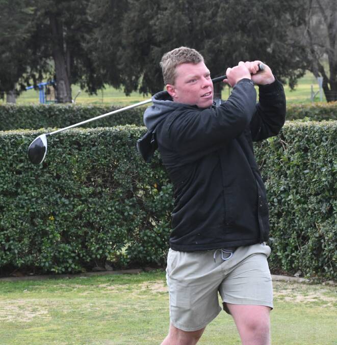 LOOKS FINE: Nick Booth tees off from the first during a recent round at the Bathurst Golf Club. Photo: CHRIS SEABROOK 082320cgolf4