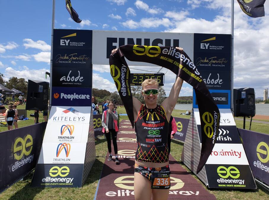 YOU BEAUTY: Josh Stapley took outright honours in the solo sprint at the Jackie Fairweather Memorial Triathlon. Photo: CONTRIBUTED