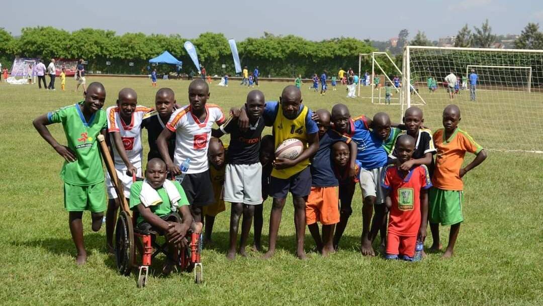 HELPING HAND: Some of the homeless Ugandan children which current CSU coach Dave Conyers introduced to rugby union in 2013.