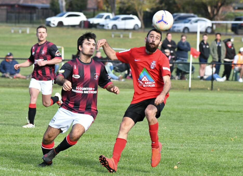 CALLED IT: Panorama striker Jacob Soetens (right) and his team-mates had been hoping to scrape into the Western Premier League finals, but the season has been abandoned. Photo: CHRIS SEABROOK 041021cpanor1c