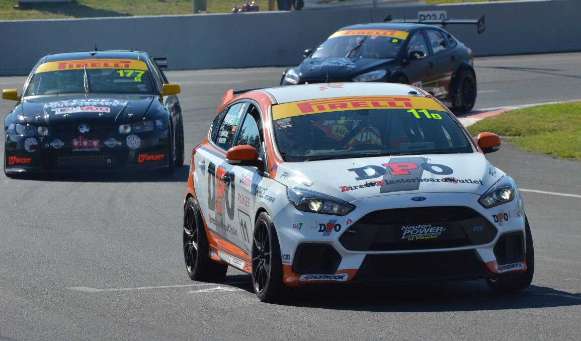 UP IN THE AIR: The Ford Focus Nathan Morcom raced in the last two editions of the Bathurst 6 Hour - and last week's Challenge Bathurst Supersprint. Photo: ANYA WHITELAW