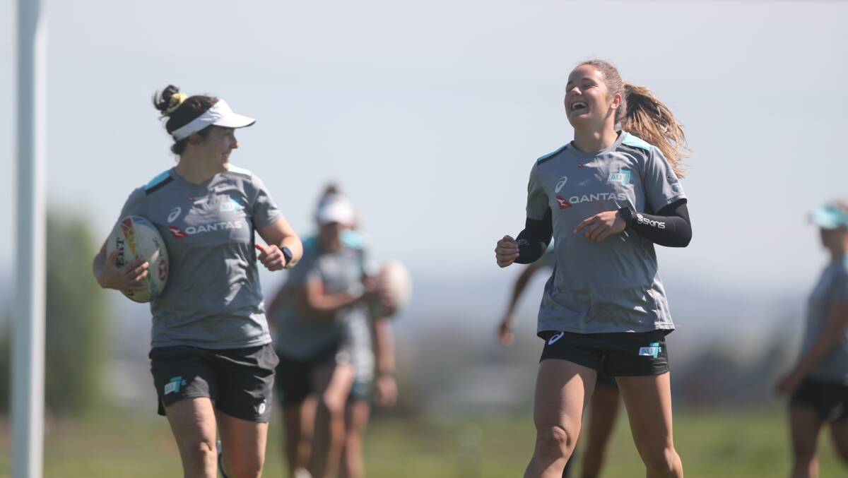 The Australian Women's Sevens rugby squad held at training session at Ashwood Park on Tuesday. Photos: PHIL BLATCH