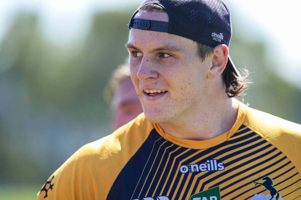 EXCITING TIMES: After signing a contract extension with the ACT Brumbies last week, Tom Hooper led their tackle count in the quarter-final win over the Hurricanes. Photo: KEEGAN CARROLL