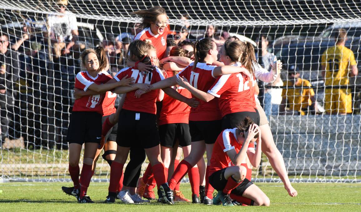 FIRST TITLE: Panorama defeated CSU 2-1 to be crowned champions of Bathurst District Football women's Premier League. Photo: CHRIS SEABROOK