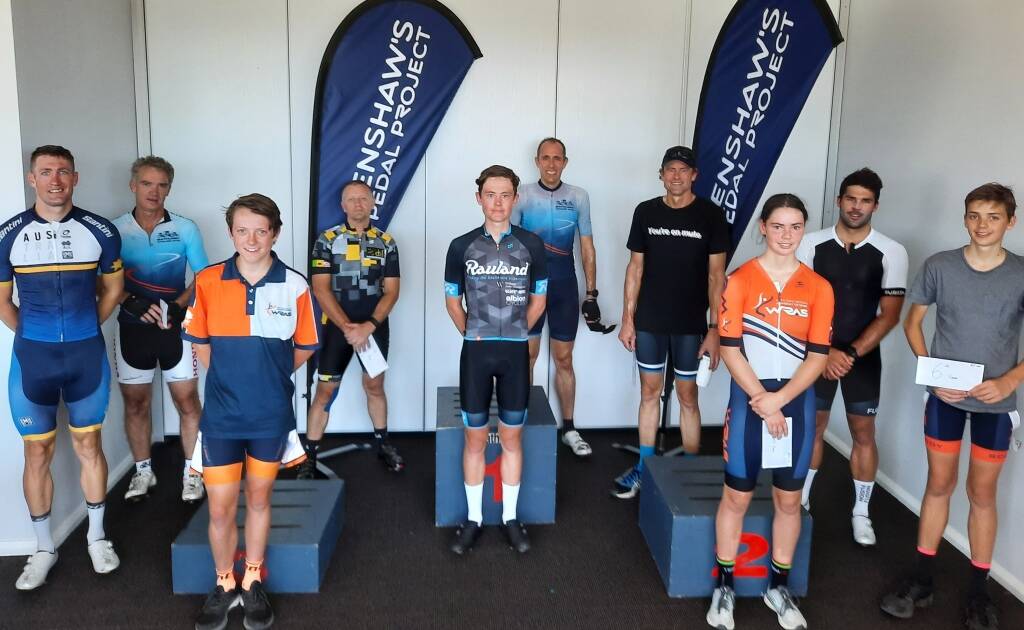 TOP 10: Luke Tuckwell (centre) won the Bathurst Cycling Club's screamer in record time, while the others making up the top 10 rode well too. Photo: CONTRIBUED