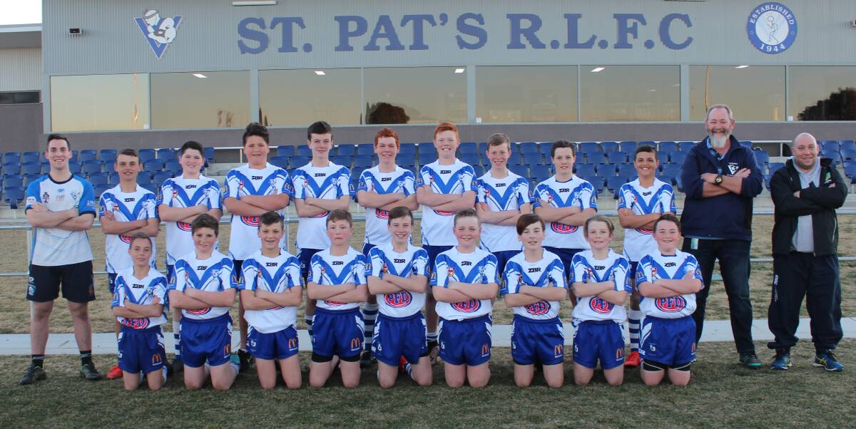 KEEP THE FAITH: The under 13 St Pat's White side which is hoping to upset four-time defending premiers Mudgee White in Saturday's Group 10 Junior Rugby League grand final. Photo: CONTRIBUTED