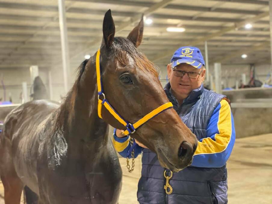 FINALLY: After a more than six-month wait between win, Aphorism saluted for his Bathurst Chris Frisby on Wednesday night. Photo: AMY REES