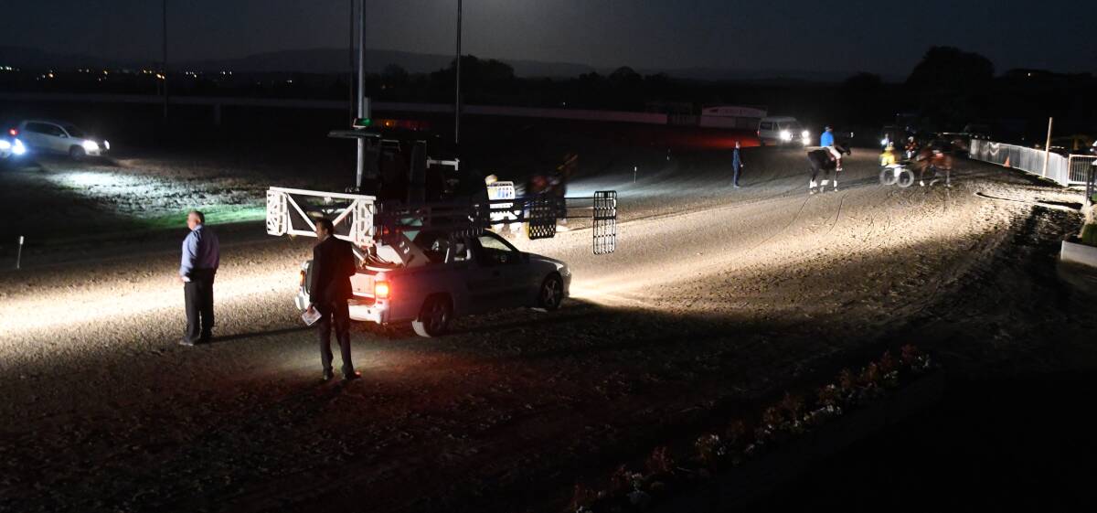INTO DARKNESS: Moments before the Gold Bracelet Final was set to go last year, the Bathurst Gold Crown Paceway was plunged into darkness.