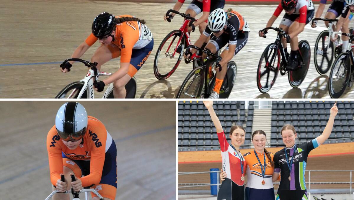 GOLDEN TOUCH: Eliza Bennett won four under 19s state track gold medals plus a silver. Photos: ST GEORGE CYCLING CLUB