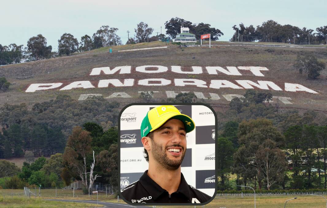 THE DREAM: Australian Formula 1 star Daniel Ricciardo says he is "working on" a Bathurst drive. Inset: REVVED PHOTOGRAPHY
