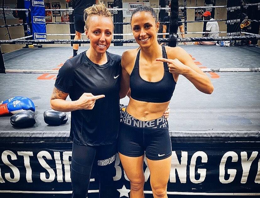 PREPARED: Kylie Fulmer (left) and Linn Sandstrom have worked together ahead of their fights in Townsville on Wednesday. Photo: KYLIE FULMER FACEBOOK