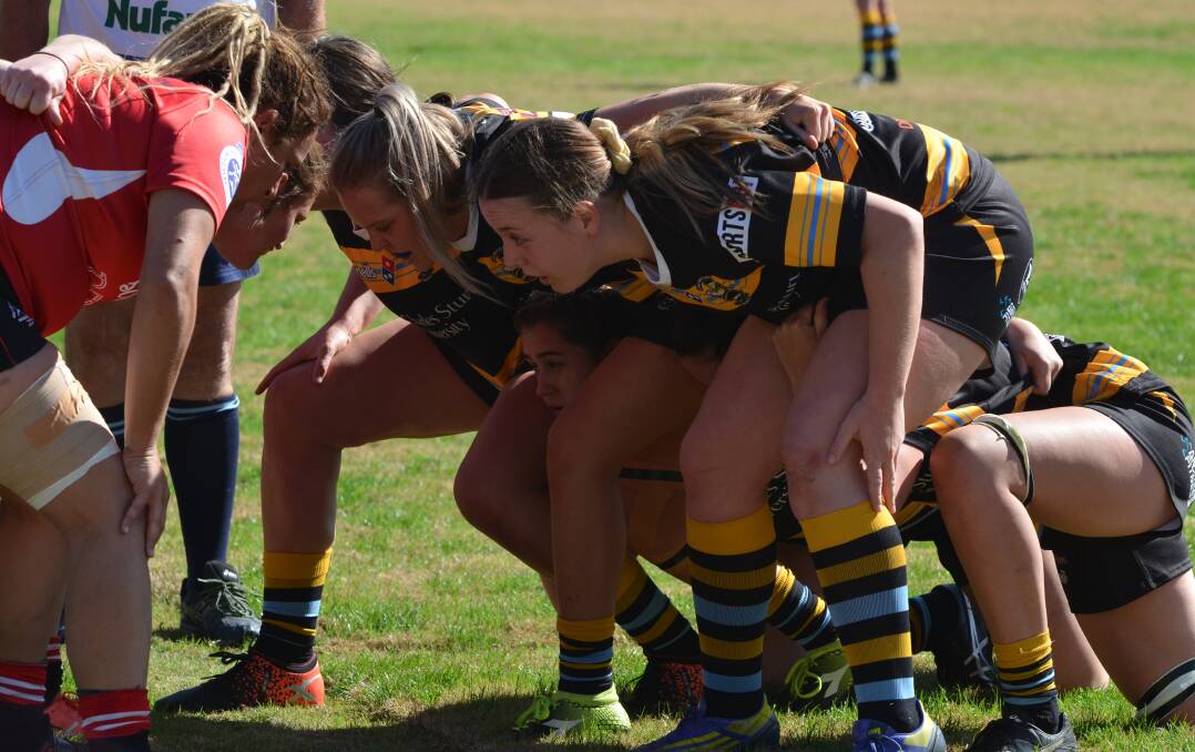 WEAPON: CSU won a host of scrums against the feed in their Ferguson Cup match against Narromine on Saturday. It helped the students to a commanding win. Photo: ANYA WHITELAW