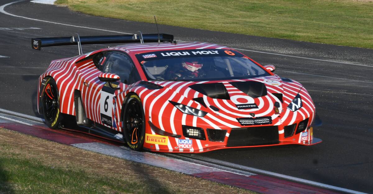 ON A FLYER: The Wall Racing Lamborghini Huracan which Grant Denyer shares with Tony D'Alberto	and David Wall will start the Bathurst 12 Hour from ninth on the grid. Photo: CHRIS SEABROOK