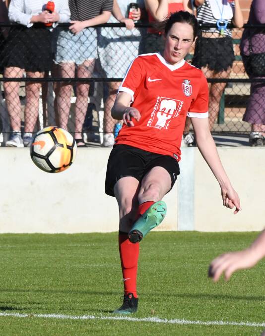 ON TARGET: Madi Gallegos scored four times on Sunday as Panorama beat Cowra 6-1 in women's premier league.