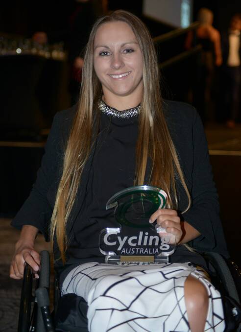 HONOURED: Emilie Miller was named the elite female Para-cycling category winner at the  2018 Cycling Australia Awards. Photo: STU MOYSEY CYCLING AUSTRALIA