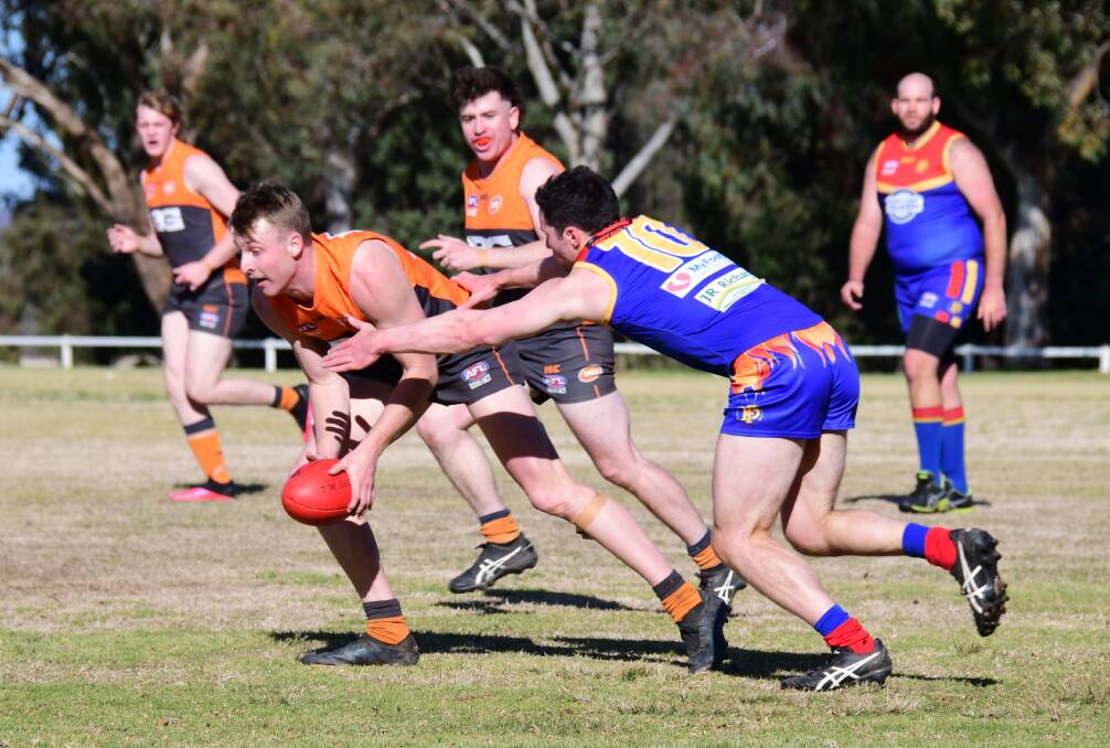 SAFE: Mitch Taylor was solid when shuffled into the Giants back line during Saturday's match against Dubbo. Photo: AMY McINTYRE