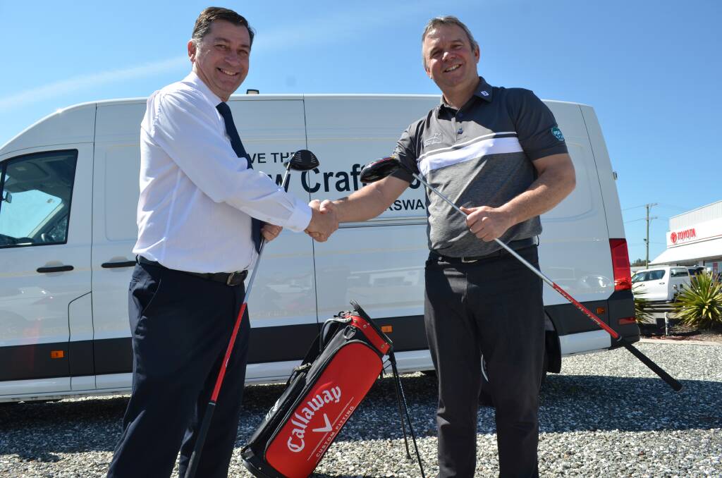 READY TO TEE OFF: Bathurst Volkswagen's Paul Welsh and Bathurst Golf Club professional Matt Barrett are excited about the local Volkswagen Scramble event.