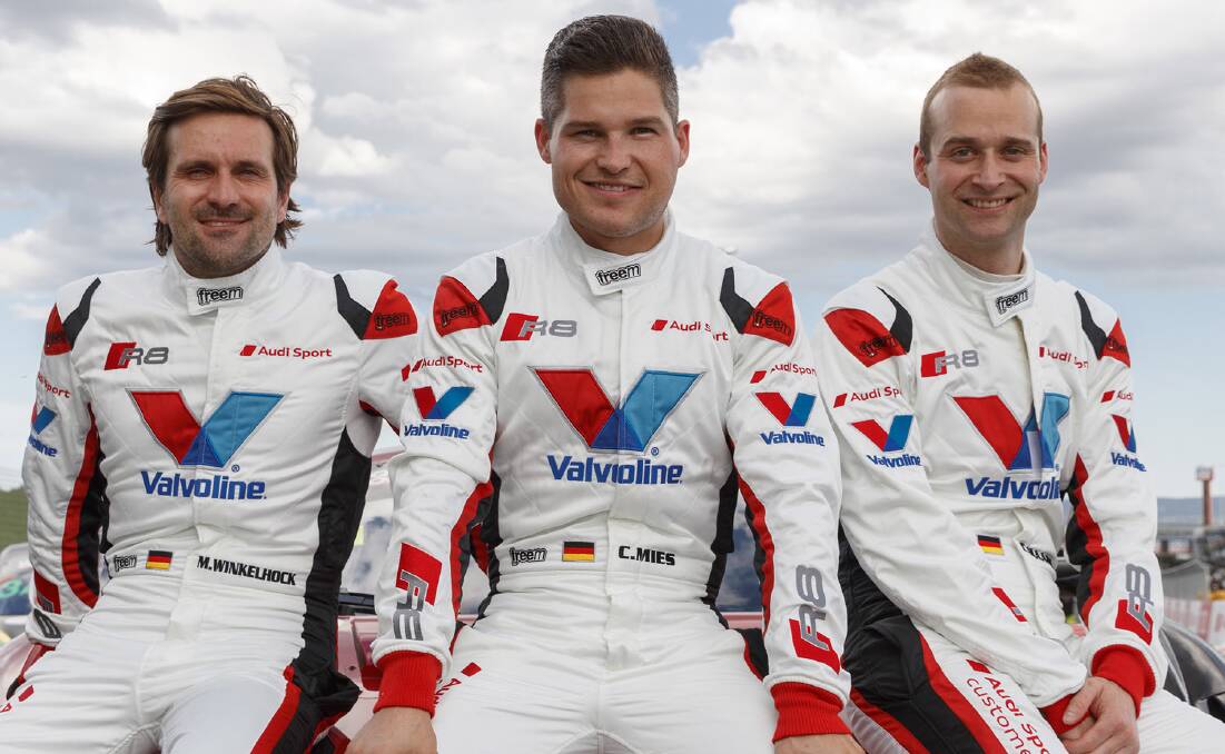 BACK FOR MORE: Marcus Winkelhock, Christopher Mies and Christopher Haase placed 14th together at last year's Bathurst 12 Hour. They will return to the Mount this year in different Audis.