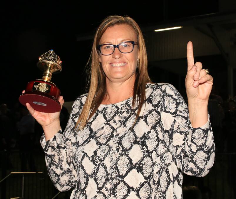 HUNTING AGAIN: Mulgoa trainer Kerry McDowell won the Gold Tiara trophy at the Bathurst Paceway in March. On Wednesday she will be seeking more success at the track with runners such as the in-form Volando Denario. Photo: COFFEE PHOTOGRAPHY AND FRAMING